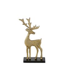 Statuetta Renna Oro Con Base Nera Decorativa Per Il Natale -h - 31 Cm