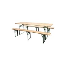 Tata Linda - Set Birreria 220x70 In Legno Richiudibile Con Tavolo 2 Panche Arredo Giardino