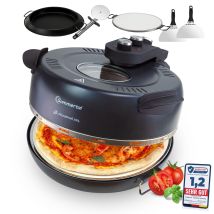 Pizzaprofi Xxl Pizzaofen Mit 39cm Steinplatte – Pizza Ofen Elektrisch, Schnelle 3-minuten Pizza, Bis 380°c – 5-teiliges Set Mit Pfanneneinsatz, 2x 