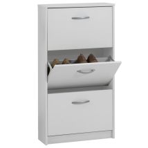 Meuble A Chaussures - Décor Blanc - 3 Abattants - 6 Paires - L58,5 X H104,5 X P17 Cm - Fabriqué En Allemagne