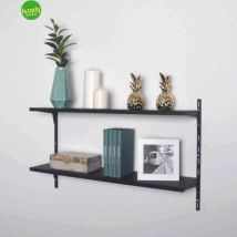Set scaffalatura Alfer Alluminium 800x200mm – Nero opaco – 2 ripiani in acciaio – Montaggio facile e veloce
