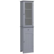 Kleankin - Storage Cabinet Organizer Tower With Shelves & Drawer Grey