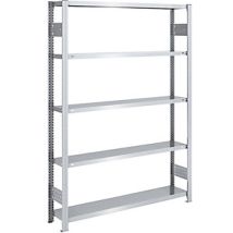 Scaffale a innesto per magazzino zincato – 2000 mm altezza – 1300 mm larghezza – 5 ripiani in acciaio – Portata 175 kg per ripiano