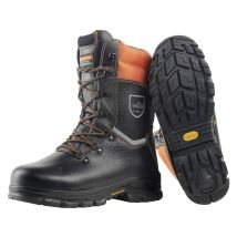 WOODSAFE Schnittschutzstiefel Größe 47 – Leder – Schwarz – S3 – Schnittschutzklasse 1 – Vibram-Sohle – antistatisch