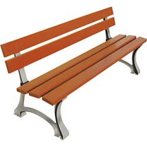 Panchina MORA – altezza totale 746 mm – lunghezza 2000 mm – legno di quercia – telaio in ghisa verniciato a polvere