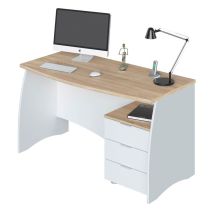 Mesa Escritorio Estil Despacho Blanco Artik Y Roble Canadian 136x67x74 Cm