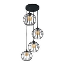 Pendelleuchte MERCURE Cluster Schwarz 40cm – Eisen – 130cm – E27 – 4 Lampen – max. 60W