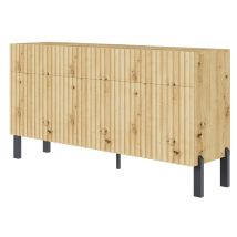 Telire – Sideboard 3 Ante Con Tre Cassetti E Frontale A Doghe, 154 Cm – Rovere Artisan - Selsey