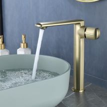 Waschtischarmatur Hoch, Gebürstetes Gold Wasserhahn Bad Mit Auslauf Höhe 259 Mm, Einhebelmischer Mischbatterie Waschbecken Für Waschbecken Waschtisch 