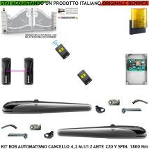 Kit Bob Automazione Cancello 4,2 Metri 2 Ante Motori Elettromeccanici 230 V Corsa 325 Mm Spinta 1800 Nm Sblocco A Chive Staffe Fissaggio 2 