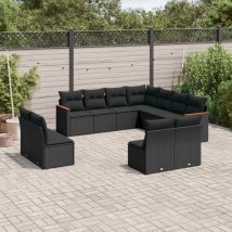 Torana - Vidaxl 11-tlg. Garten-sofagarnitur Mit Kissen Schwarz Poly Rattan