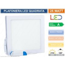 Plafoniera Pannello Led 25w Quadrata A Montaggio Superficiale 3000k - 4000k - 6500k - Colore Luce: Bianco Freddo