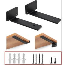 Staffe Per Mensole A Muro, Confezione Da 2, Staffe Resistenti Da 20 Cm, Staffe Di Montaggio A Parete In Metallo Nero