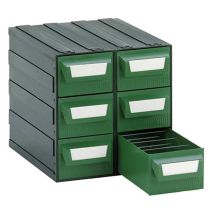 Mobil Plastic Kommode – Modularer Werkzeugaufbewahrung mit 6 Schubladen – 12 Trennwänden – 22x26x23cm – Grün