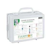 Notfallkoffer für 6/8 Personen – Erste-Hilfe-Ausstattung – 245 mm x 180 mm x 95 mm – 1280 g – ABS – Tragegriff und Wandhalterung