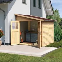 Abri Jardin Adossé Bois 4.18m² Bomlitz 2 Karibu 19mm Marron