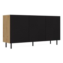 Cami - 3-door Glamour Sideboard - 150x40x78cm - 4 Storage Niches - Slatted Fronts