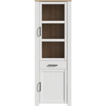 Vitrine Haute Bohol Blanche - 2 Portes Dont 1 Vitrée + 1 Tiroir - L 71,7 X P 42 X H 205,4 Cm