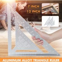 Righello triangolare in lega di alluminio 7/12" – Strumento multifunzionale per carpenteria e lavorazione del legno – Precisione 0,001 mm – Colore 