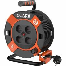 Carrete eléctrico Quarx 25m H05VV-F 3G1.5mm² – Disyuntor térmico – Protección infantil