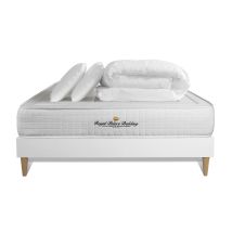 Colchón viscoelástico 140 x 200 cm – Somier de álamo macizo – 2 almohadas ergonómicas – Edredón 220 x 240 cm