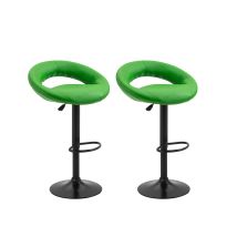 Set Mit 2 Barhockern Vegas Grün - Maximale Belastung: 120 Kg - Pu-ähnlich - Metallfuss - Höhenverstellbar 85-105 Cm