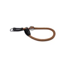 Lionto Zugstopp-halsband, Verstellbar & Leicht, Retrieverhalsband Aus Nylon Mit Stoppring, Länge 55 Cm, Durchmesser 1 Cm, Braun