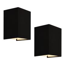 Wandleuchte 2er Set Schwarz – Moderne Wandbeleuchtung für Flur, Büro, Schlafzimmer – E27 Fassung – 20 cm Höhe – 16 cm Breite – 13 cm Tiefe
