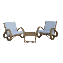 Set Di Poltrone In Rattan Naturale E Tavolino Da Giardino Terrazza Giardino Chillvert Parma 68x83x68 Cm Con Cuscini Bianchi