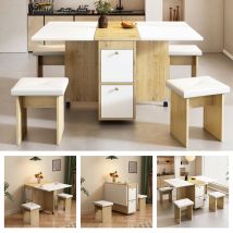 Ensemble De Table À Manger, (avec Table À Manger, 4 Chaises), Table À Manger Pliante De 1208075cm, Table À Manger Extensible, Table À Manger 