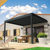 Intersun - Pérgola Bioclimática Levante 4,00x4,088 M Cilindro Con Mando A Distancia