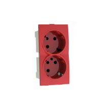 Module De Prise Double Schuko Avec Obturateur De Sécurité Et Lampe Témoin Mmconecta Rouge