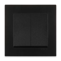 Bouton Poussoir Double Lumière Noir Métallisé 10a 250v Avec Cadre Simple Série Karell Exen
