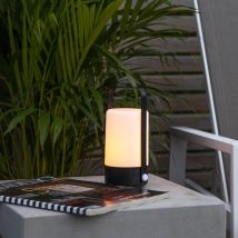 Star – LED Tischlaterne – Schwarz, Matt – 19cm hoch, 10cm breit, 8,5cm tief – Batteriebetrieb – Moving Flame Effekt