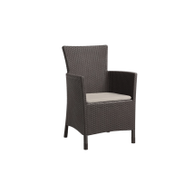 Keter Gartensessel Iowa, Braun/taupe, Inkl. Sitzkissen, Kunststoff, Flache Rattanoptik, Wetterfest, Uv-beständig, Tüv-zertifiziert Bis 110kg