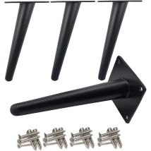 4 Patas Angulares Para Mesa, Patas Metálicas Para Armarios, Patas Cónicas Para Muebles, Acero Inoxidable, Pintadas En Negro, 20 Cm De Alto, 