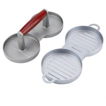 Qersta – QE-7713 – Macchina per hamburger doppia in alluminio – Facile da pulire, manico ergonomico, antiaderente – Utensile da cucina