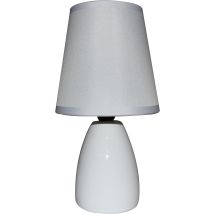 King Home Weisse Tischlampe Keramik Runder Sockel 10x25h Cm