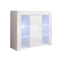 Sideboard Mit Led Küchenschrank Kommode Wohnzimmerschrank 1 Tür Aufbewarungsschrank Buffet Esszimmer 94x83x35cm Modell Lilian Weiss Glanz