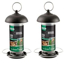 Gardman - 2 X Black Metal Steel Seed Wild Bird Hanging Garden Feeder A01172