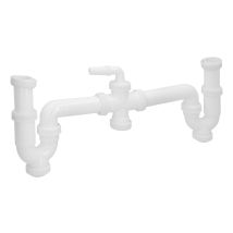00000000 Sifone Doppio Con Uscita Da 1 1/2' Ø 40 Mm Estensibile, White - Abrisa