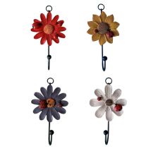 Set Di 4 Ganci Da Parete In Resina Con Design Floreale, Stile Rustico Per La Decorazione Delle Pareti.