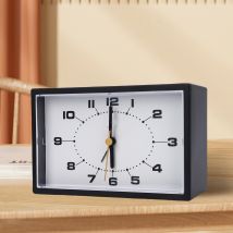 Reveil Analogique De Bureau Silent - Analog Alarm Clock Quiet Battery Operated Plastic Minimalist Desk Analog Clock Pour Salon Chambre Jaune Noir 