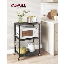 Estantería De Cocina Con Ruedas, Carrito De Servicio De 3 Niveles, Estantería Para Microondas, Horno, Tostadora, Marco De Metal Con 6 Ganchos, 