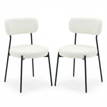 Grayson Boucle Dining Chairs Set Of 2 Stackable Accent Chairs With Cushioned Seat And Black Legs