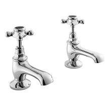 Bayswater Crosshead Hex Basin Taps Pair - Black/chrome