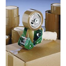 RATIOFORM – Portarrollos manual con 36 rollos de cinta PP marrón 50 mm x 66 m – Adhesivo acrilato – Desenrollado silencioso