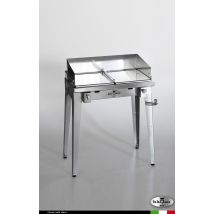 Grill 8.4 Inox Piastra Liscia - Senza Portapiatti - Con Paraschizzi - Senza Kit Mensola E Ruote - Satinato - Barbecue, Griglia, Giardino, Carne, A Gas