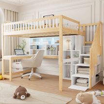 Lit Adulte Rangement 140x200 Avec Bureau Pin Okmyhome