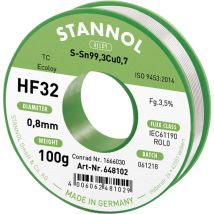 Stannol Hf32 3,5% 0,8mm Sn99,3cu0,7 Cd 100g Lötzinn, Bleifrei Bleifrei, Spule Sn99,3cu0,7 Rol0 100 G